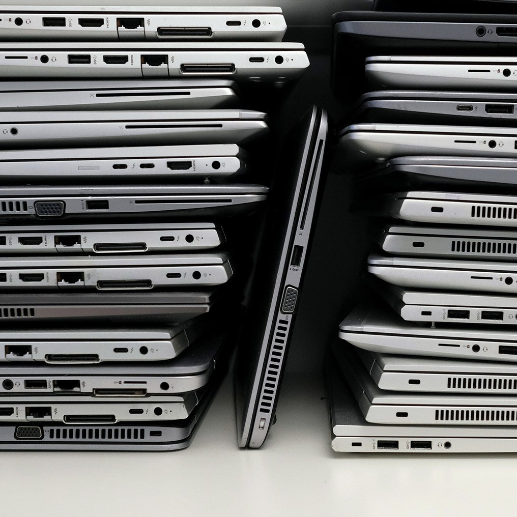 Stacks of laptops